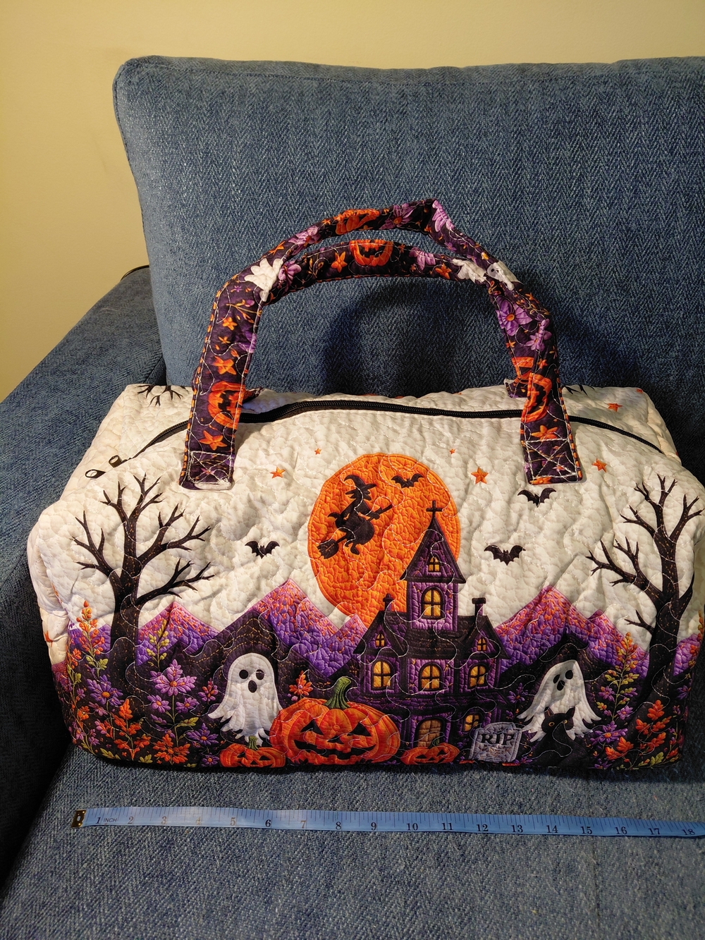 Halloween Quilted Weekend Bag - Purple & Orange